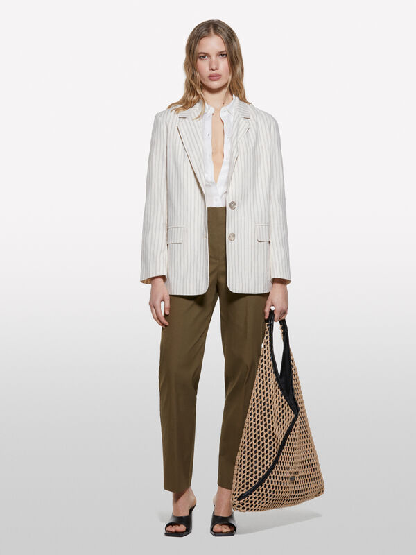 Beige striped blazer Beige striped blazer - women's blazers | Sisley