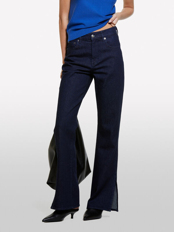 High-waisted jeans with slits - women's high-waisted jeans | Sisley