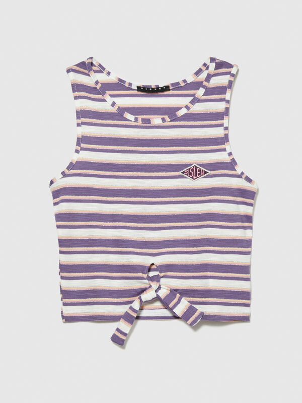 Striped tank top with knot - girls' tops and tank tops | Sisley Young