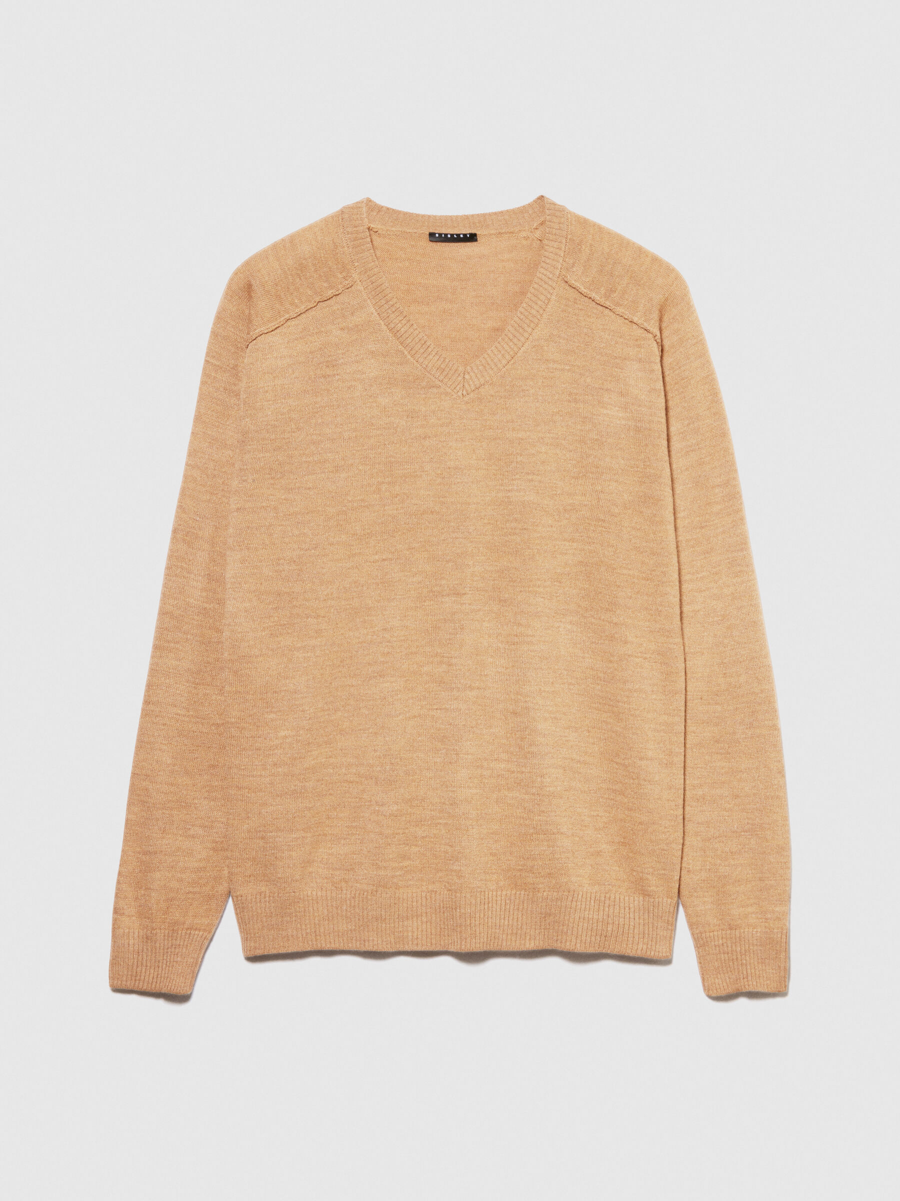 Sweater with V neck Camel Sisley