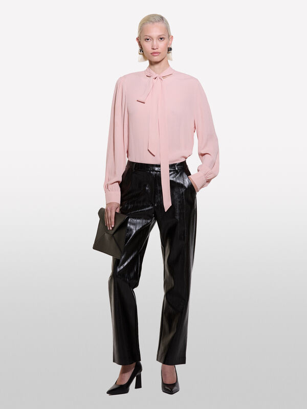 Light pink blouse with sash  - women's blouses | Sisley