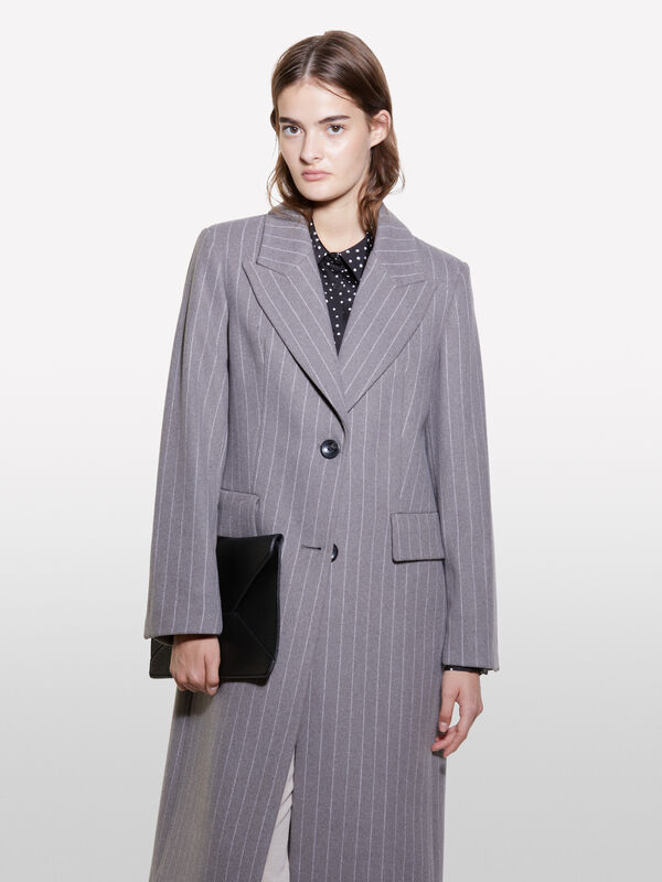 Light gray pinstripe coat - women's coats | Sisley