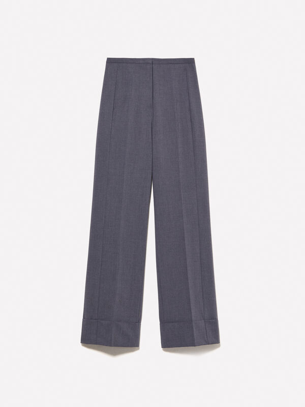 Dark gray trousers with maxi cuffs - women's regular fit trousers | Sisley
