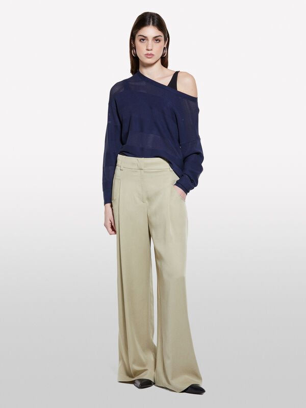 Military green trousers - women's palazzo trousers | Sisley
