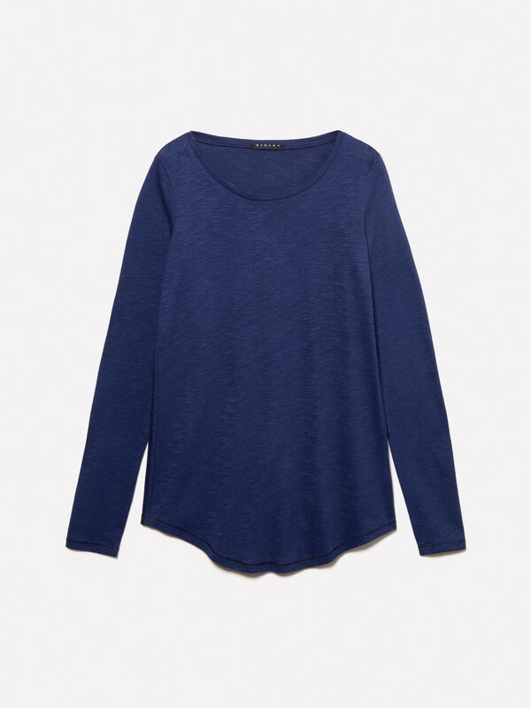 Dark blue long sleeve t-shirt Dark blue long sleeve t-shirt - women's long sleeve t-shirts | Sisley