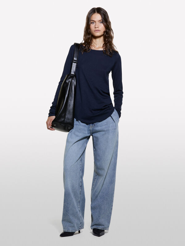 Dark blue long sleeve t-shirt - women's long sleeve t-shirts | Sisley