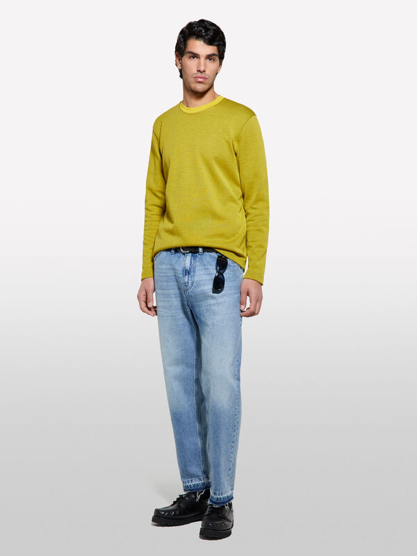 Yellow long sleeve t-shirt with patch - men's long sleeve t-shirts | Sisley