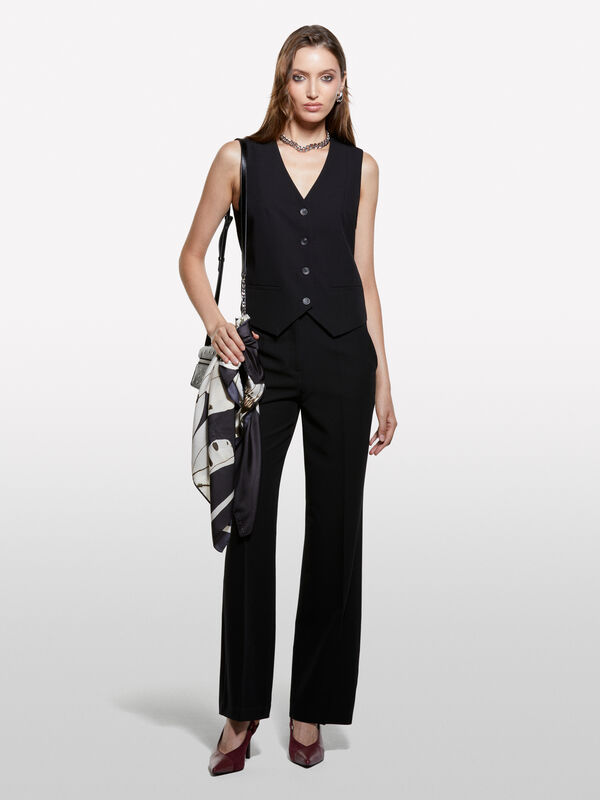 Black slim fit vest - women's vests and sleeveless jackets | Sisley