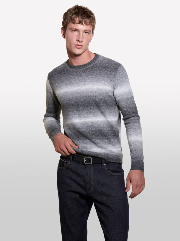 Shaded gray sweater - men's crew neck sweaters | Sisley