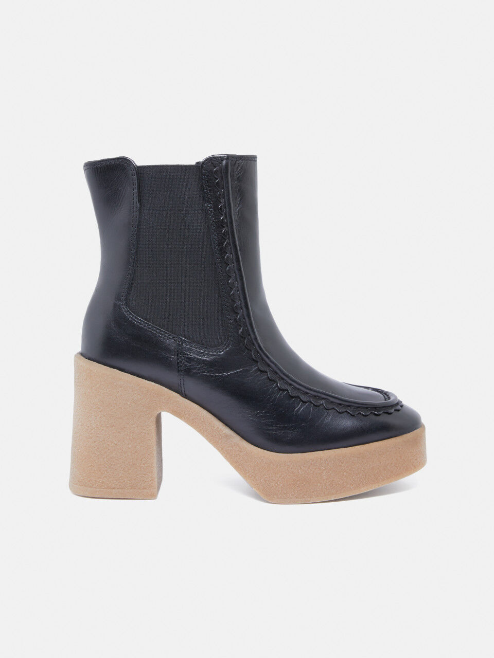 100% leather platform ankle boots