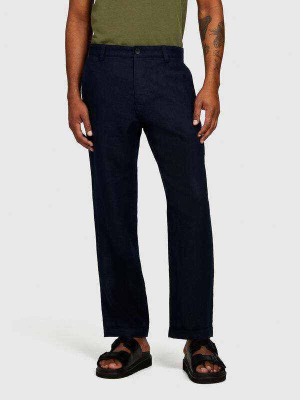 Regular fit trousers in 100% linen Men