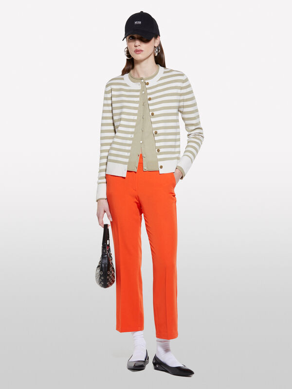 Beige and cream white striped cardigan Beige and cream white striped cardigan - women's cardigans | Sisley