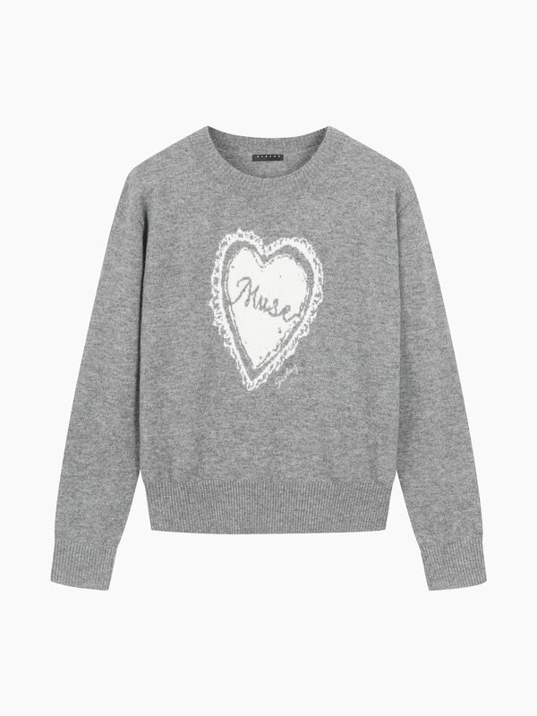 Sweater with heart inlay - sisley k crew neck sweaters | Sisley K