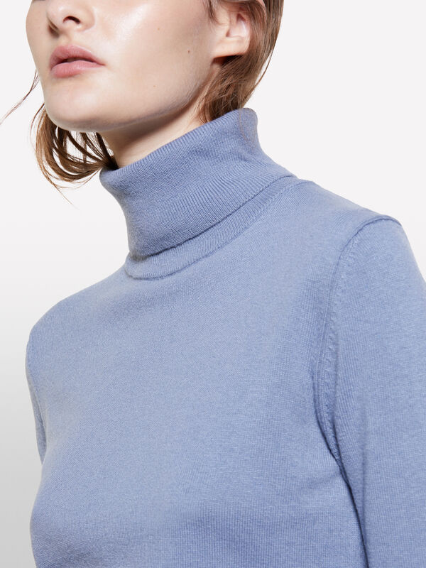 Blue regular fit turtleneck sweater - women's high neck sweaters | Sisley