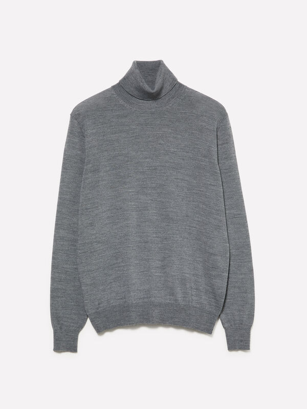 Dark marl gray sweater with high neck Dark marl gray sweater with high neck - men's high neck sweaters | Sisley