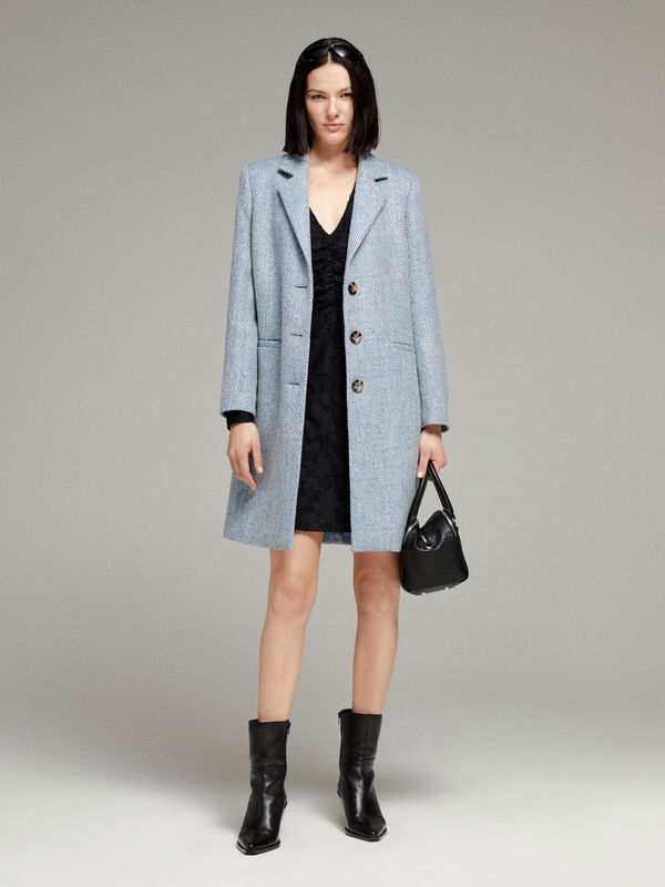 Blue chevron coat  - women's coats | Sisley