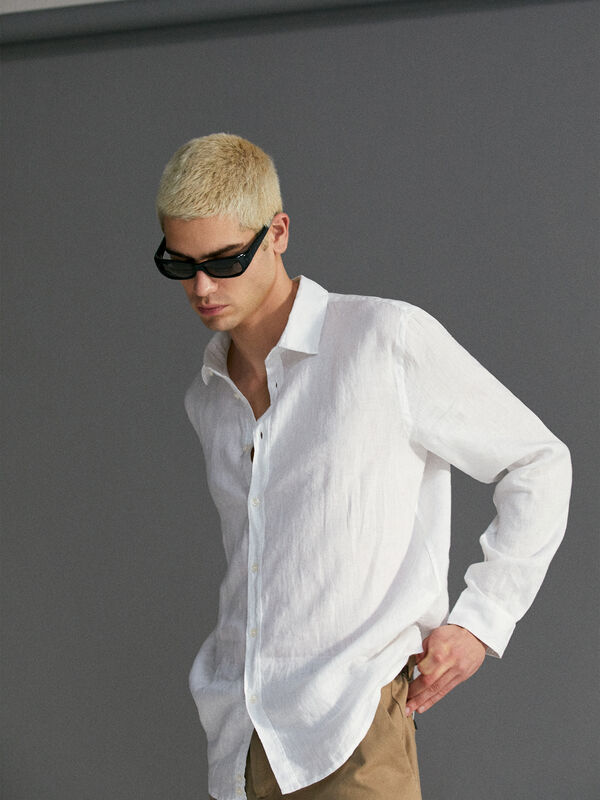 100% linen shirt - men's regular fit shirts | Sisley