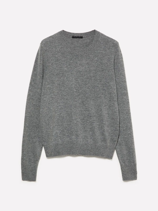 Dark marl gray crew neck sweater - women's crew neck sweaters | Sisley