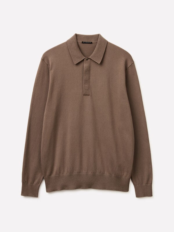 Knitted polo shirt - men's crew neck sweaters | Sisley