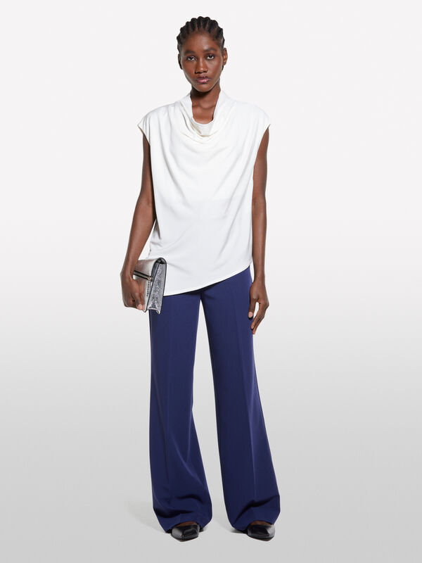 Cream white draped top - women's blouses | Sisley