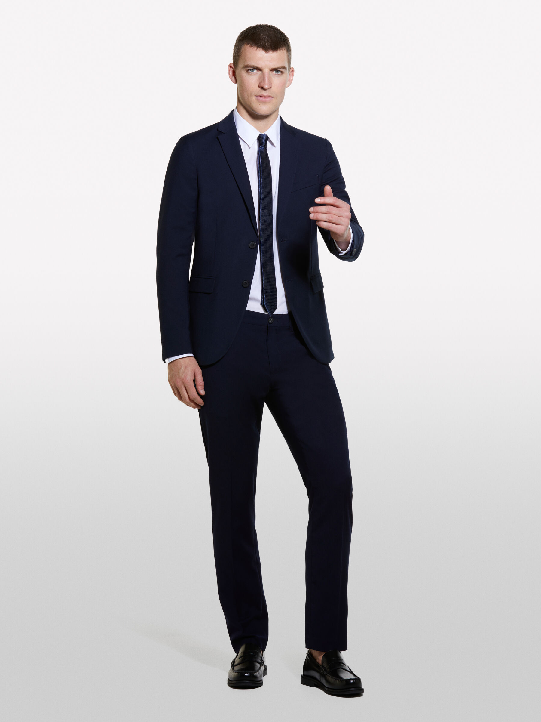 Dark blue slim fit formal blazer Dark Blue Sisley