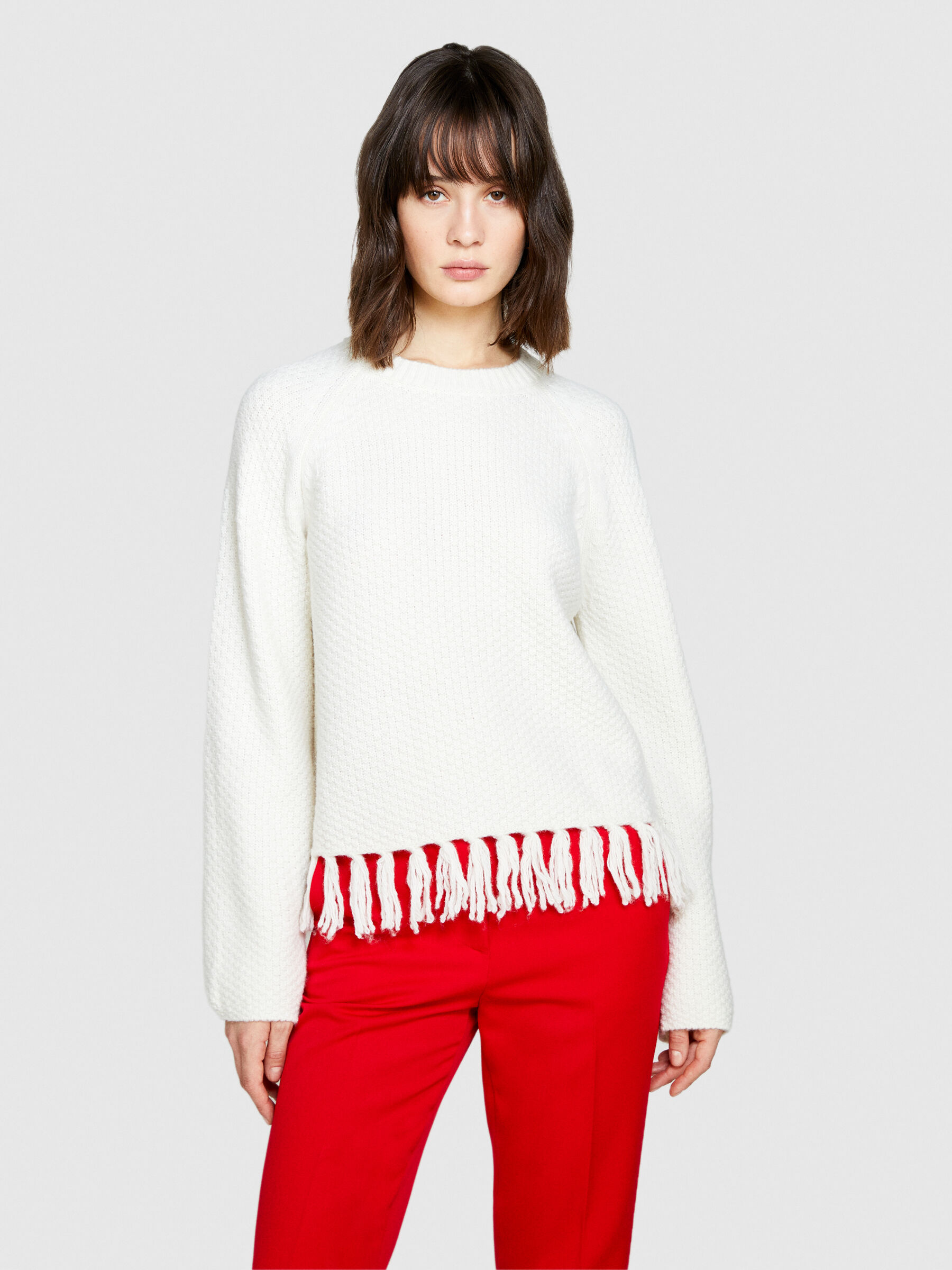 Bcbg fringe hotsell trimmed sweater