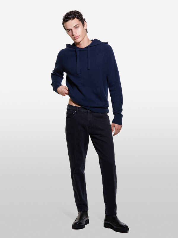 Dark blue knit sweatshirt - men's crew neck sweaters | Sisley