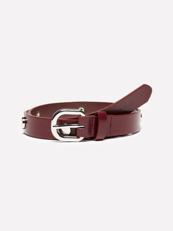 Burgundy belt with studs - women's belts | Sisley