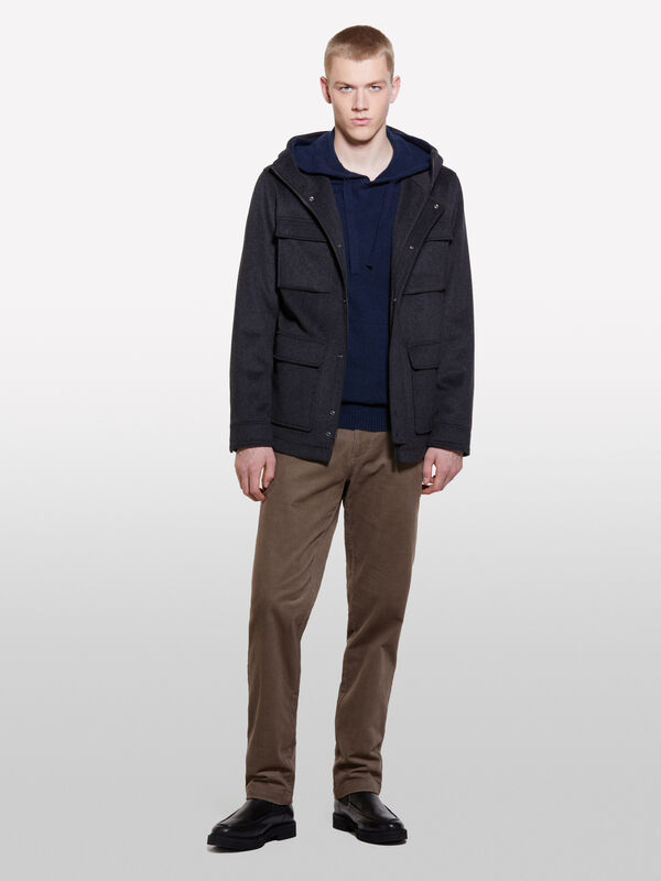 Brown ribbed velvet chinos - men's slim fit trousers | Sisley