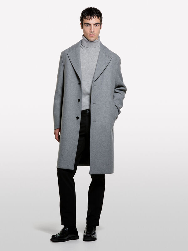 Gray regular fit sweater with high neck - men's high neck sweaters | Sisley