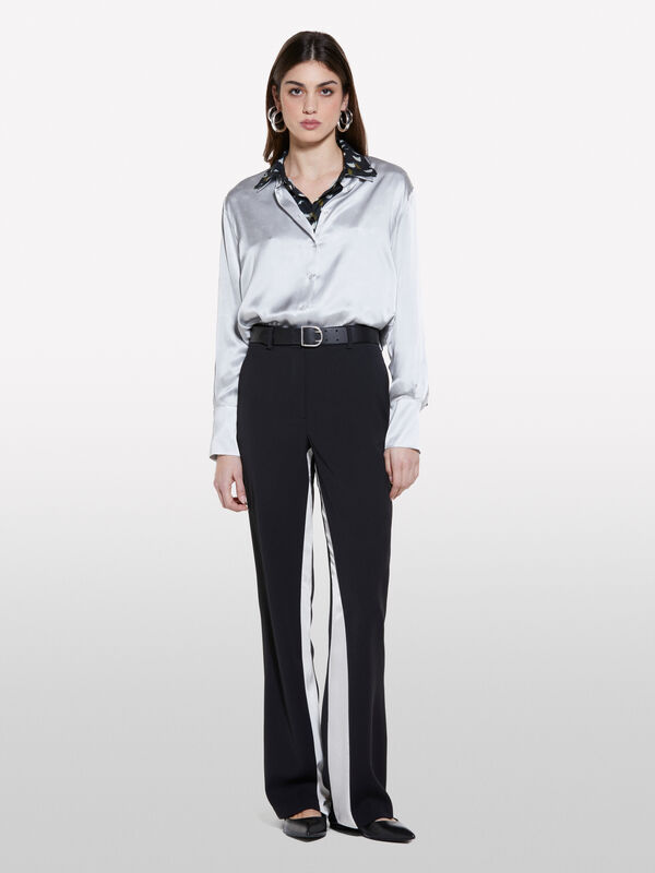 Black trousers with satin - women's flared trousers | Sisley
