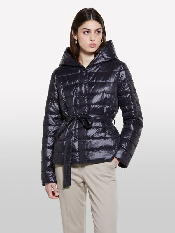 Black padded jacket with sash - women's puffer jackets and coats | Sisley