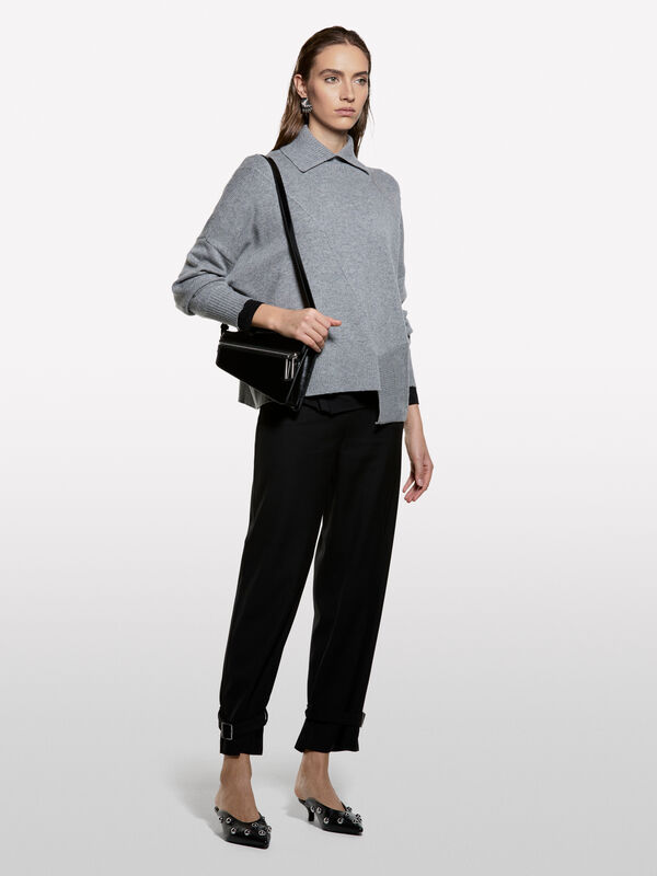 Uneven sweater with high neck  - women's high neck sweaters | Sisley