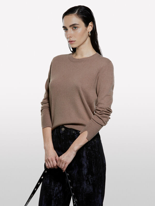 Brown crew neck sweater - women's crew neck sweaters | Sisley