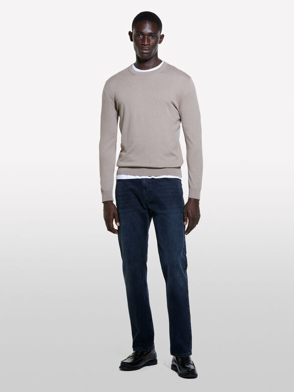 Solid brown sweater - men's crew neck sweaters | Sisley