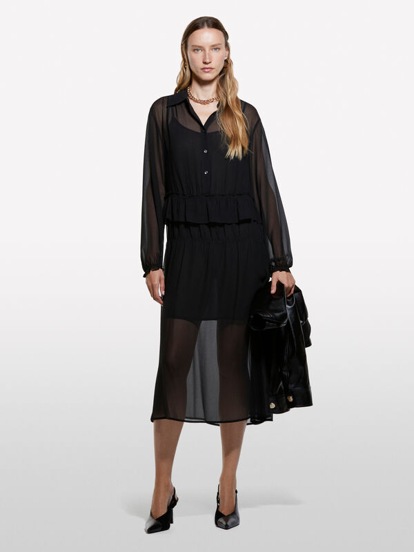 Long dress with rouches - women's long dresses | Sisley