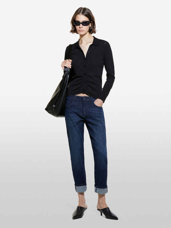 Dark blue slim carrot fit Lima jeans - women's carrot fit jeans | Sisley