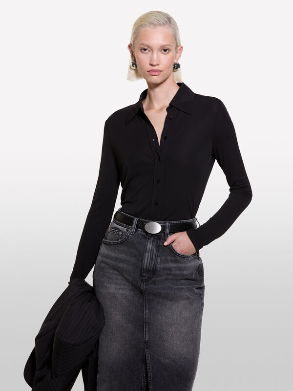 Black slim fit shirt - women's shirts | Sisley