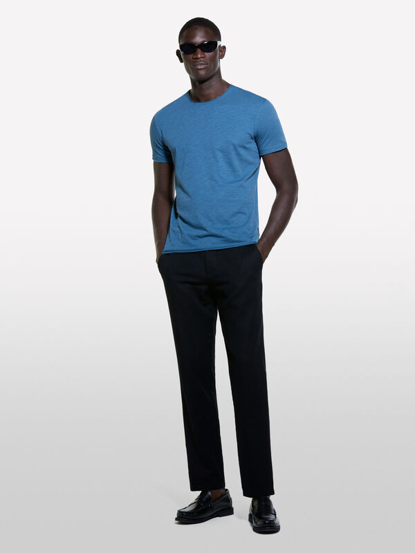 Blue raw cut t-shirt - men's short sleeve t-shirts | Sisley