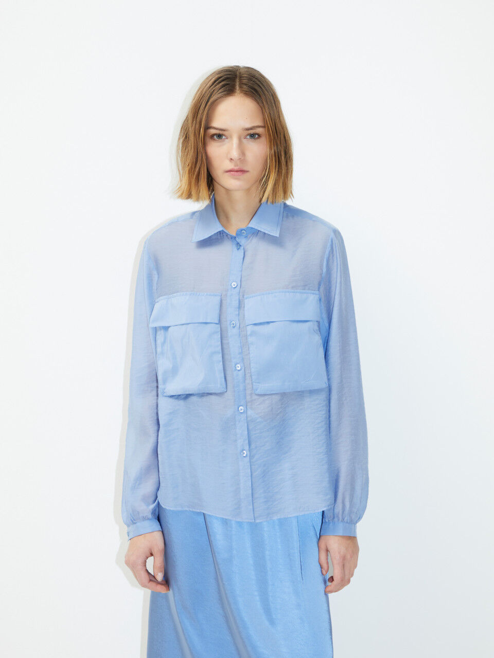 Shirt in organza with pockets