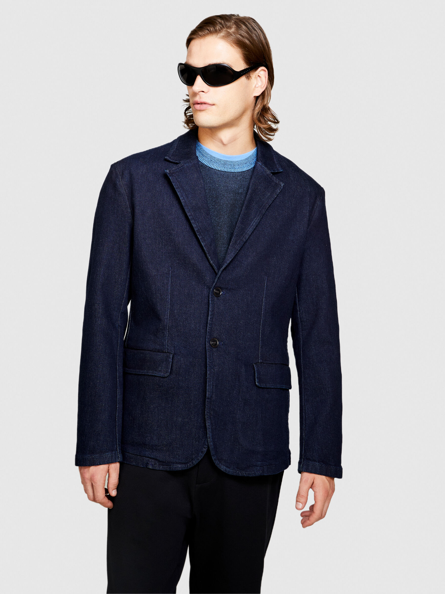 Men's blue 2025 denim blazer jacket