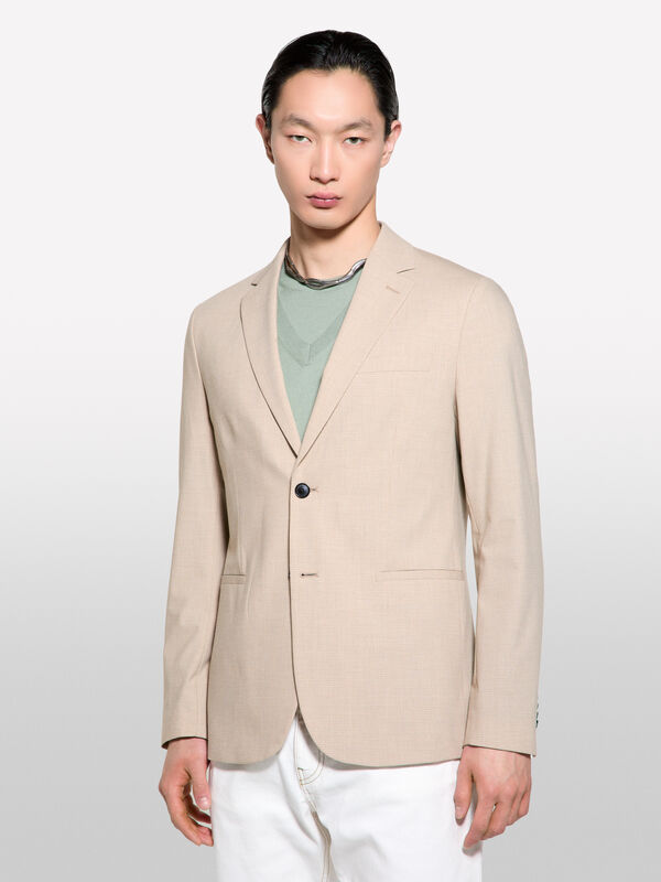 Beige slim comfort fit blazer - men's blazers | Sisley