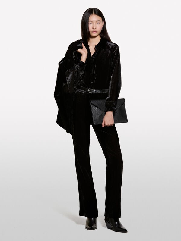 Black velvet shirt - women's shirts | Sisley