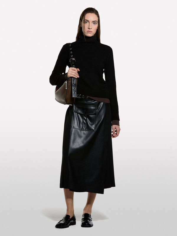 Turtleneck with double ribbed knit - women's high neck sweaters | Sisley