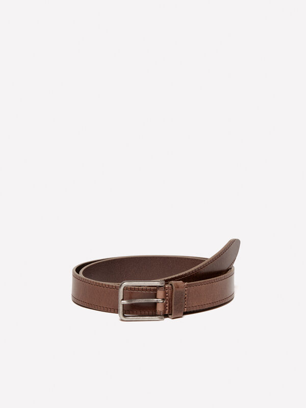 Leather belt with micro weaving - men's belts | Sisley