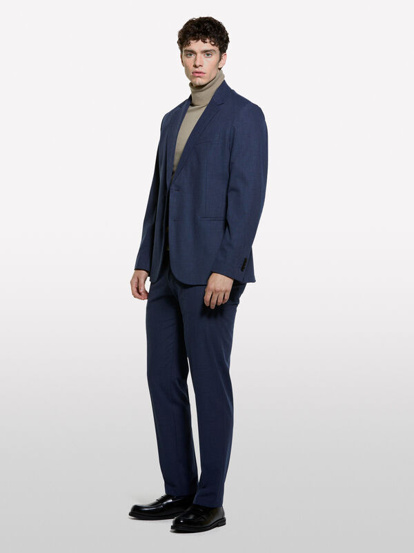 Dark blue textured blazer - men's blazers | Sisley