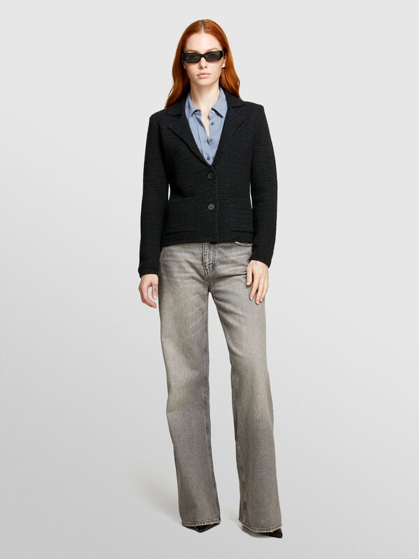 Black knit blazer - women's cardigans | Sisley