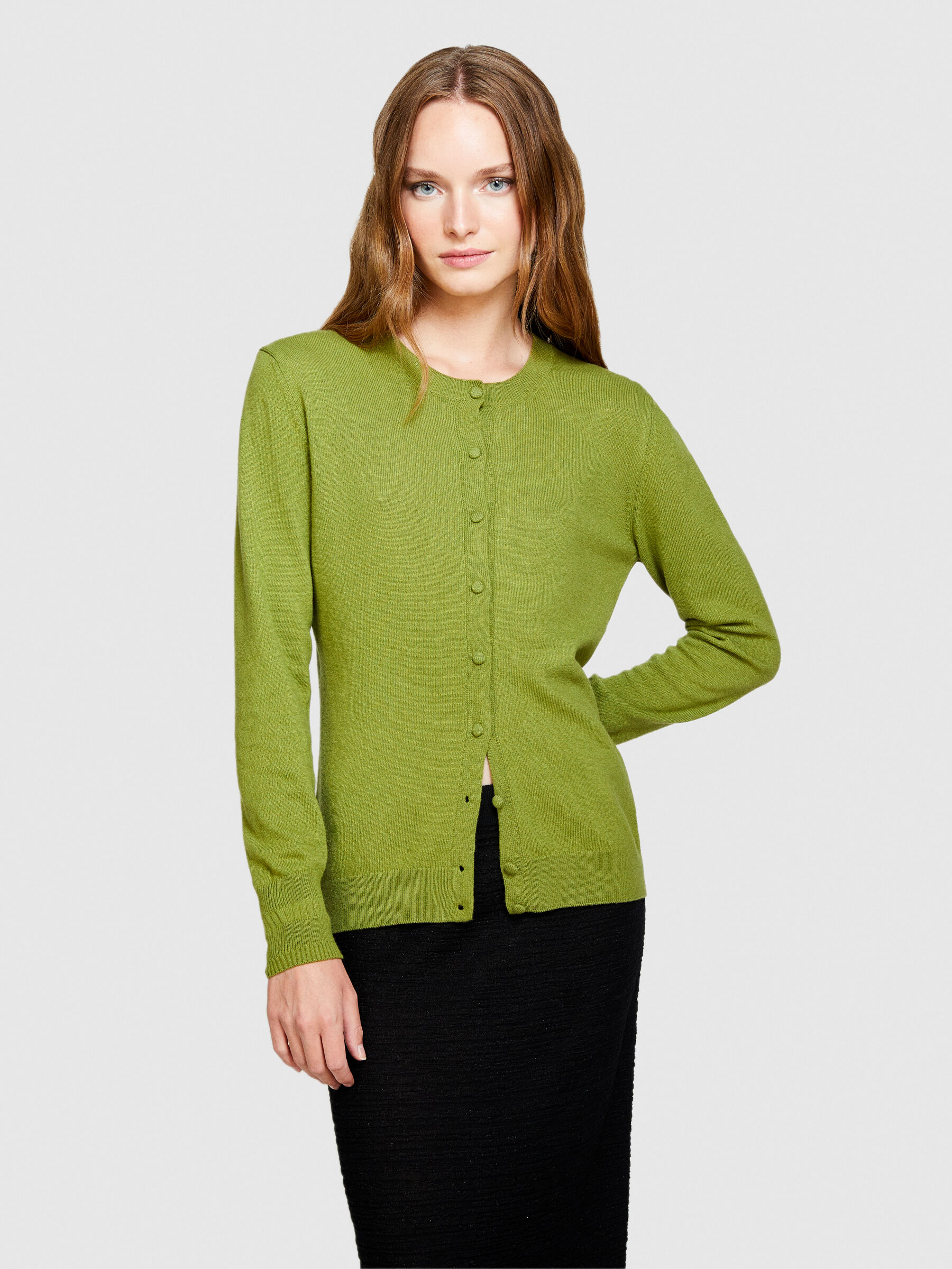 Regular fit cardigan Olive Green Sisley