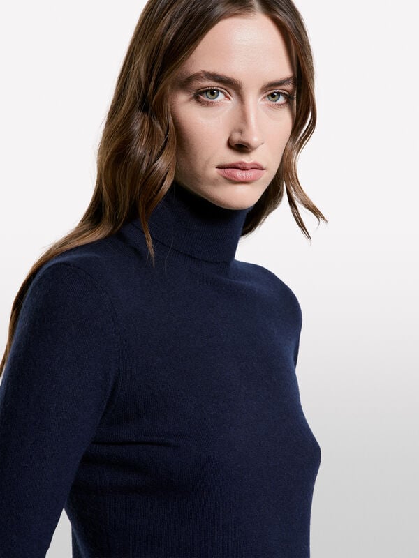Dark blue turtleneck sweater - women's high neck sweaters | Sisley