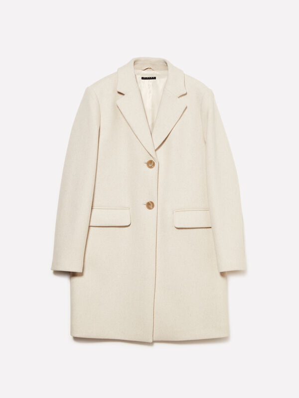 Cream white midi coat - women's coats | Sisley